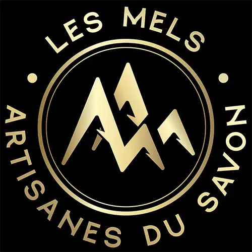 Logo Les Mels, deuxmontagnes dorées, savon artisanal de luxe Québec