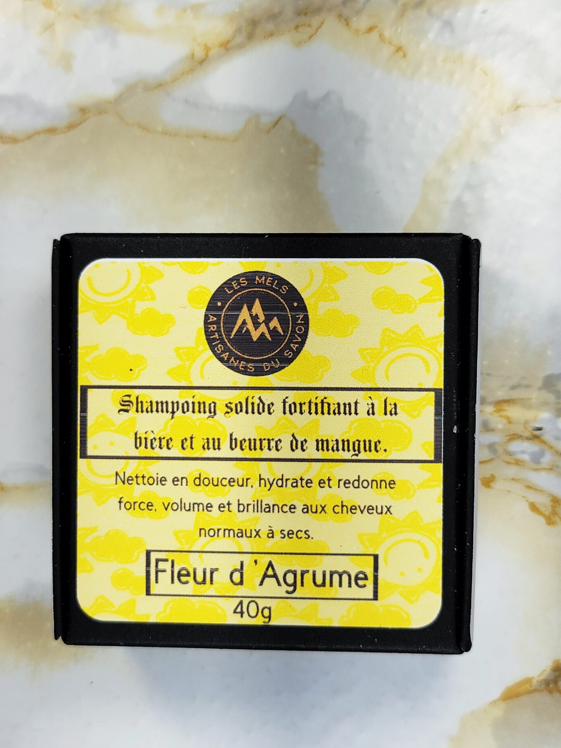 Shampoing solide Fleur d’Agrume à la bière et au beurre de mangue – Les Mels